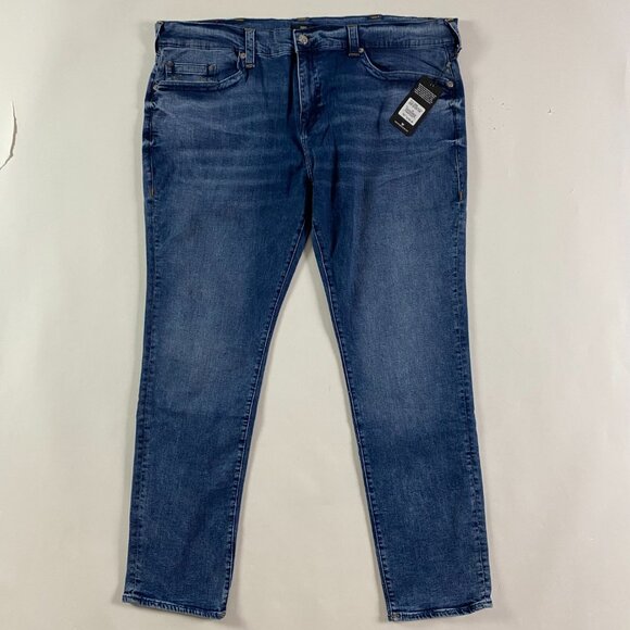 NWT True Religion Geno Relaxed Slim Jeans Men's 44 Stretch Medium Ink Blue SN - Picture 1 of 16